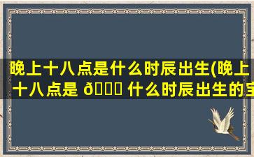 晚上十八点是什么时辰出生(晚上十八点是 🐅 什么时辰出生的宝宝)